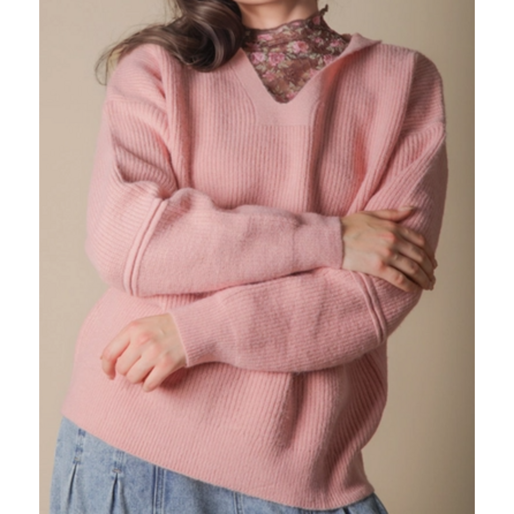 Very J Very J Oversized Knit Sweater Hoodie Top