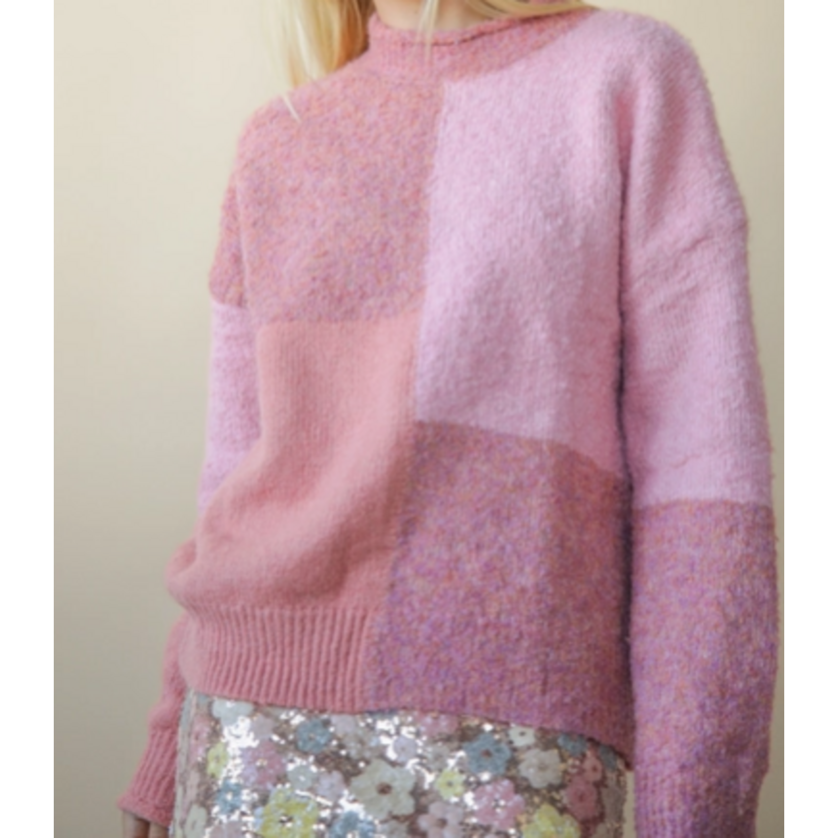 Very J Very J ECO Oversized Color Block Sweater