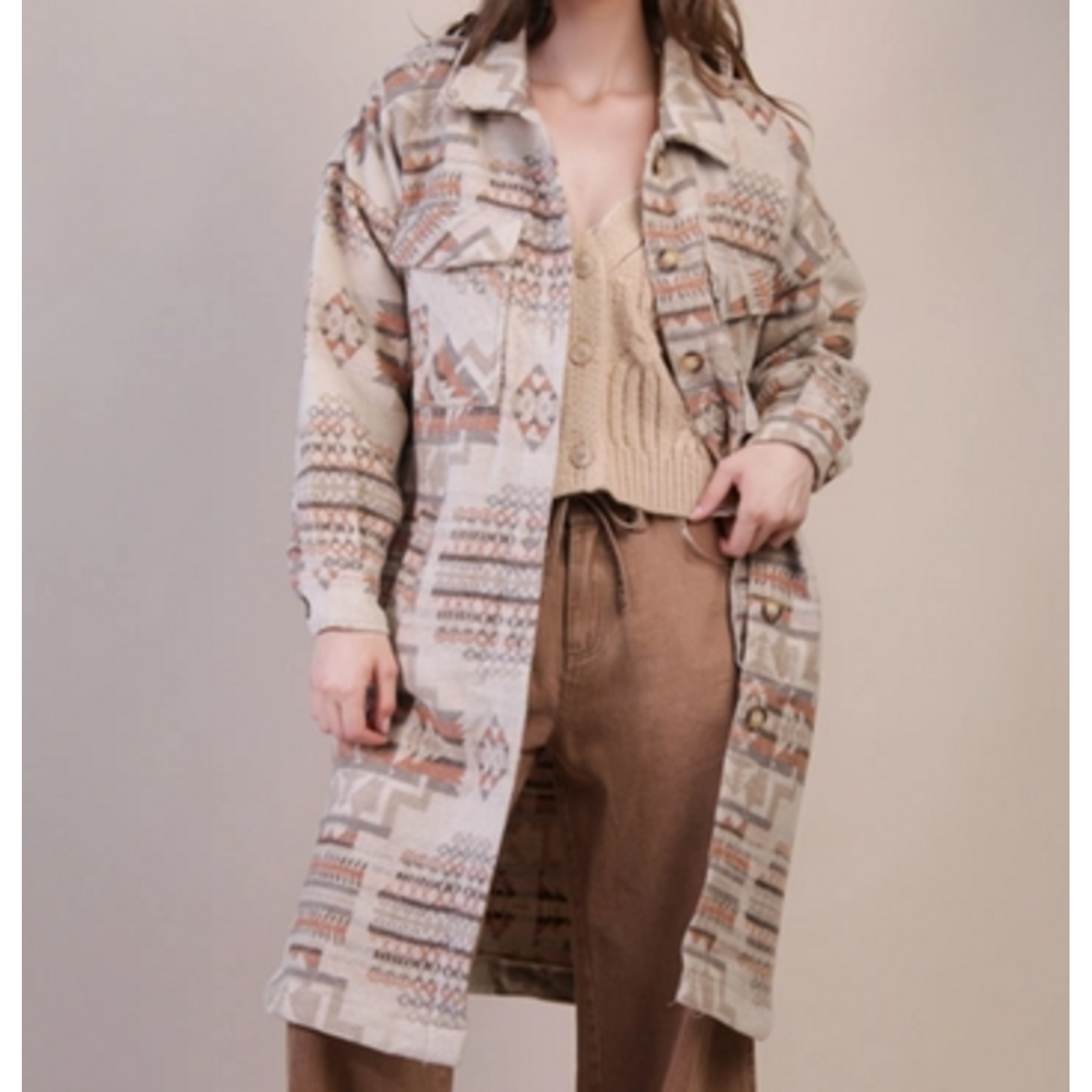 Very J Very J Aztec Long Shacket