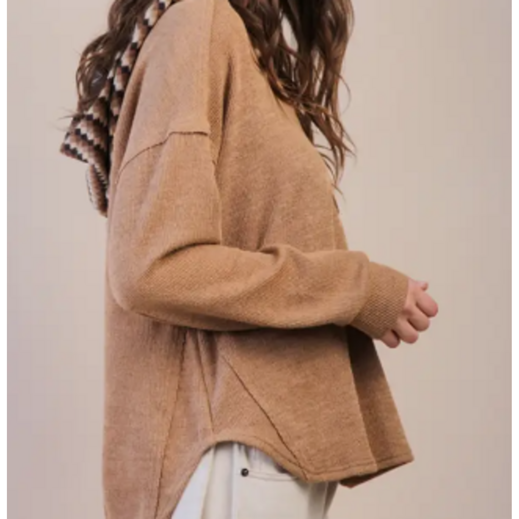 Very J Very J Contrast Hoodie Cozy Knit