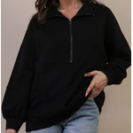 Very J Very J Half Zip Up Oversized Knit Top