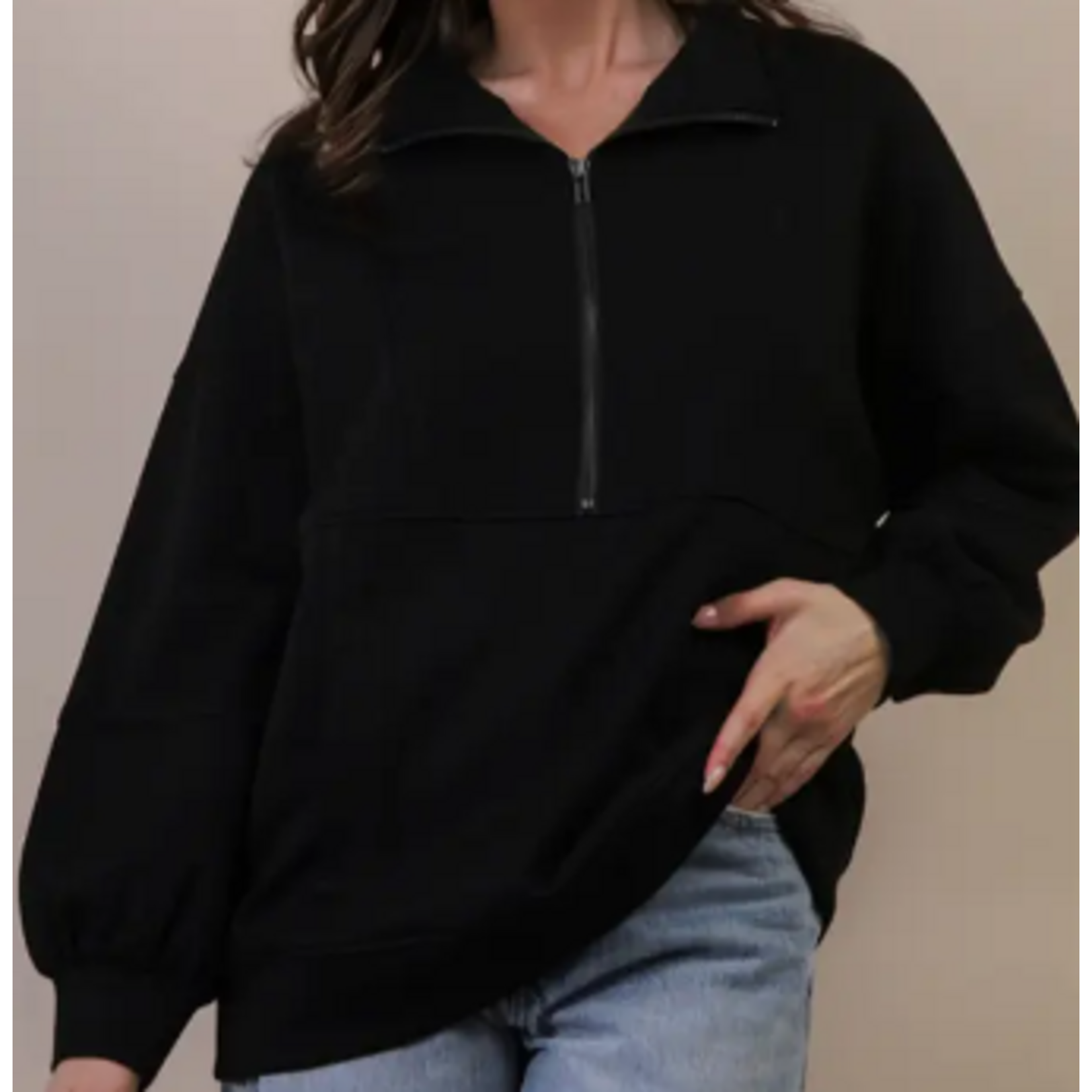 Very J Very J Half Zip Up Oversized Knit Top