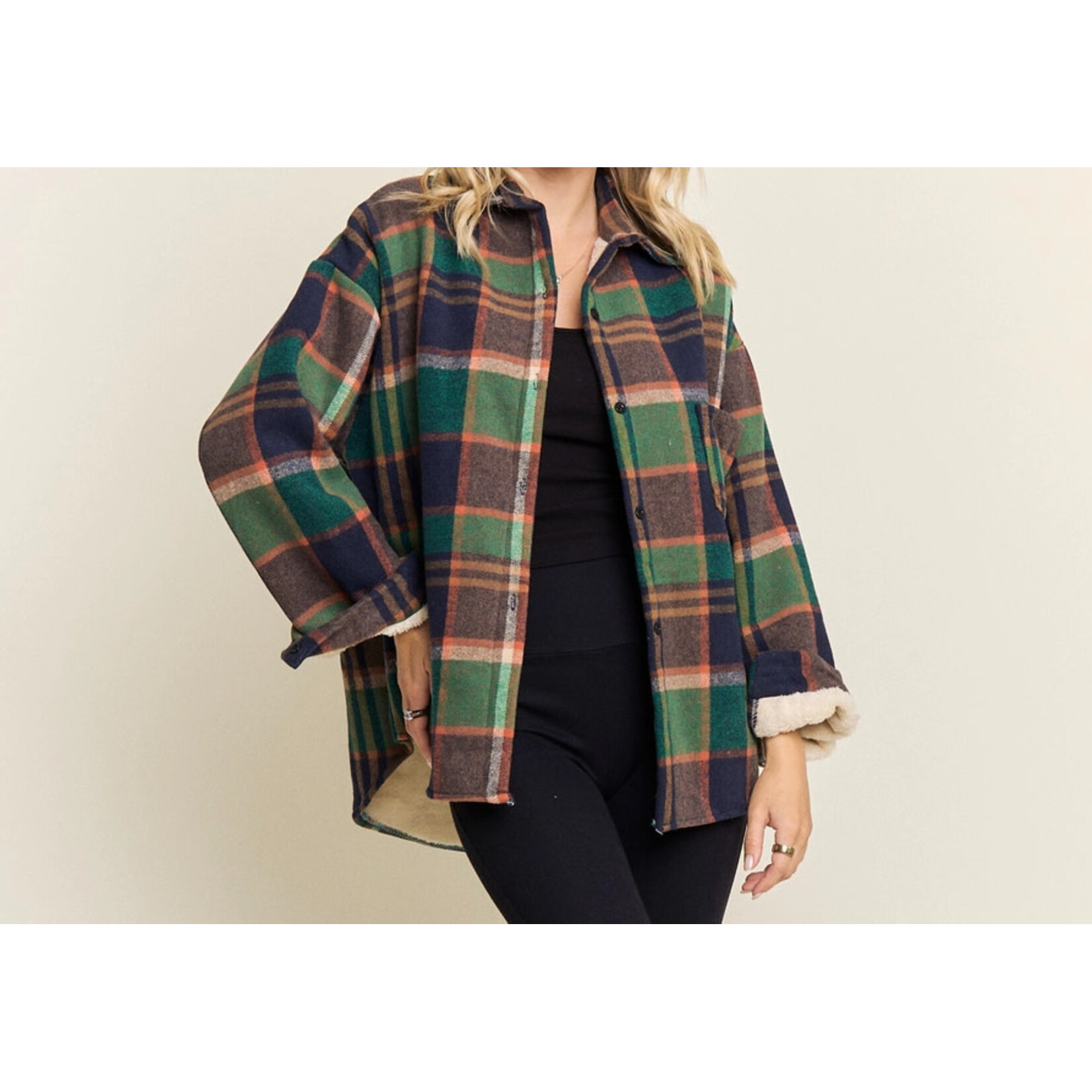 Madelyn Madelyn Plaid Sherpa Lined Shacket