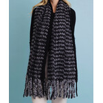 Leto Accessories Leto Ultra Soft Chenille Tassel Scarf Black