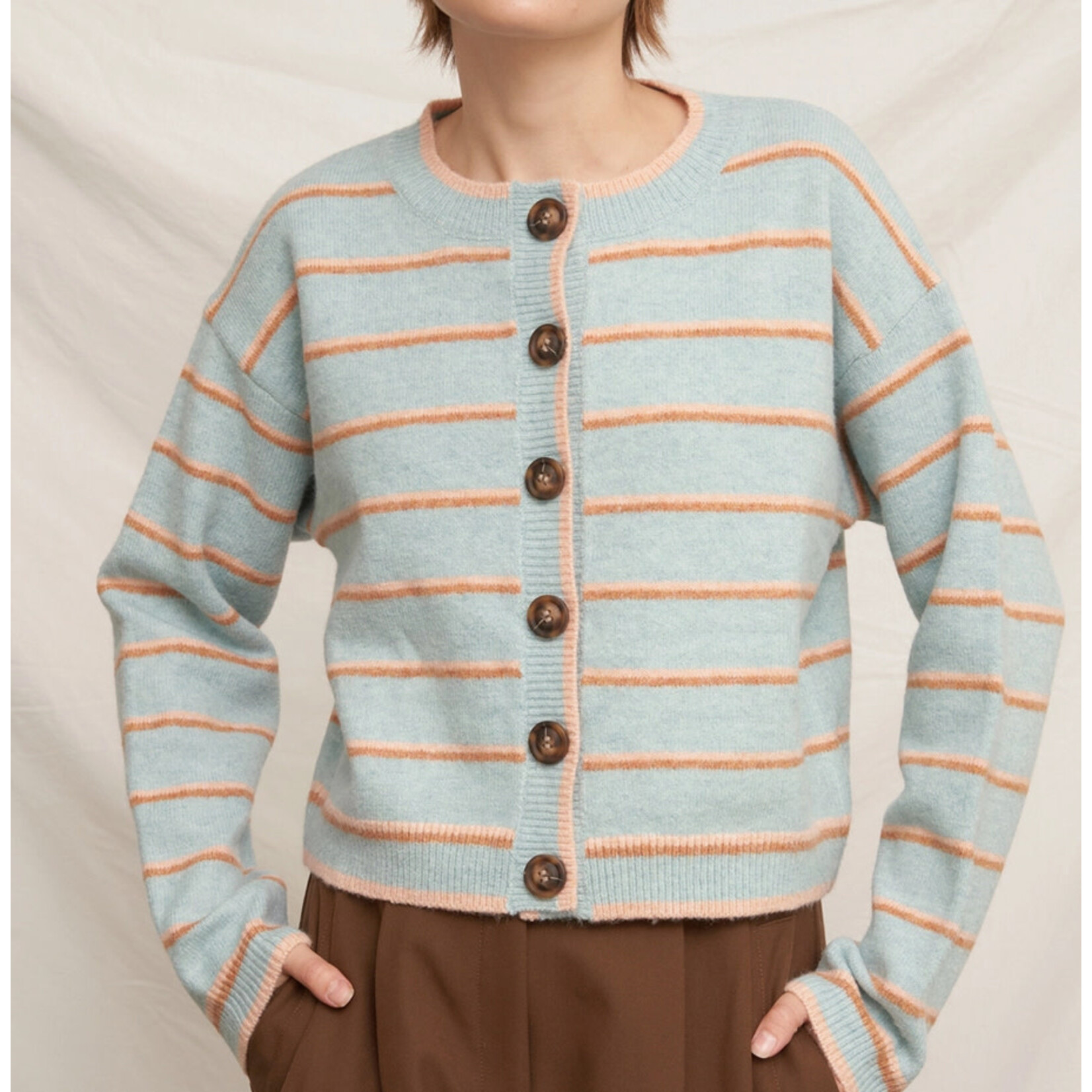 En Creme En Crème Striped Sweater Cardigan