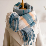 ACCITY Soft Gradient Knit Tassel Scarf Wrap-Tealbluw