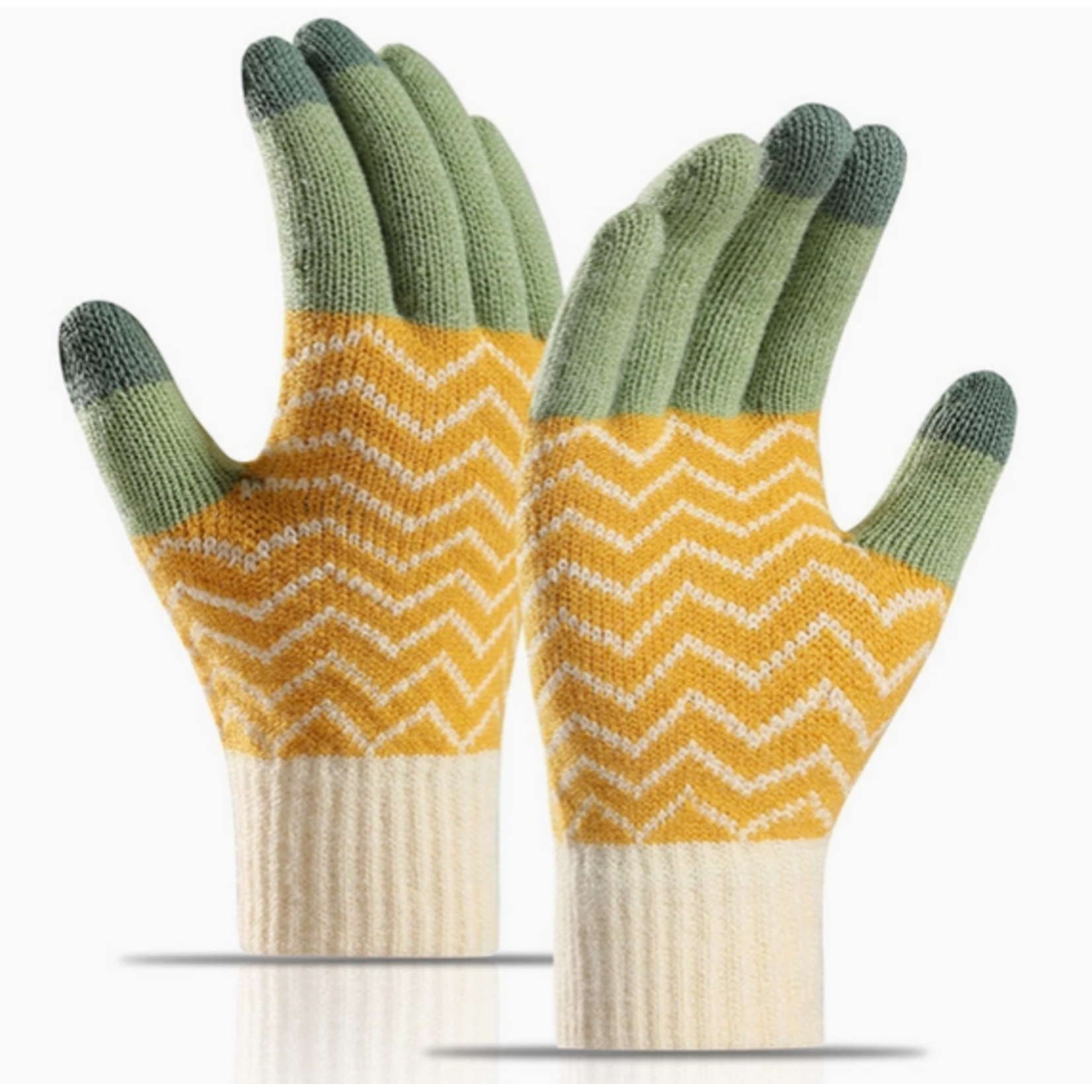 ACCITY Jacquard Knit Gloves  Touchscreen YellowGreen