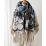 ACCITY Vintage-Inspired Floral Wrap Scarf -Blue