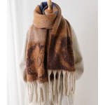 ACCITY Vintage-Inspired Floral Wrap Scarf -Coffee