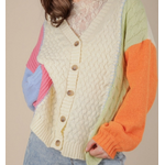 Very J Very J Button Down Color Block Cardigan