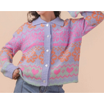 Very J Very J Button Down Graphic Knit Sweater