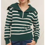 En Creme En Creme Striped Sailor Collared Sweater