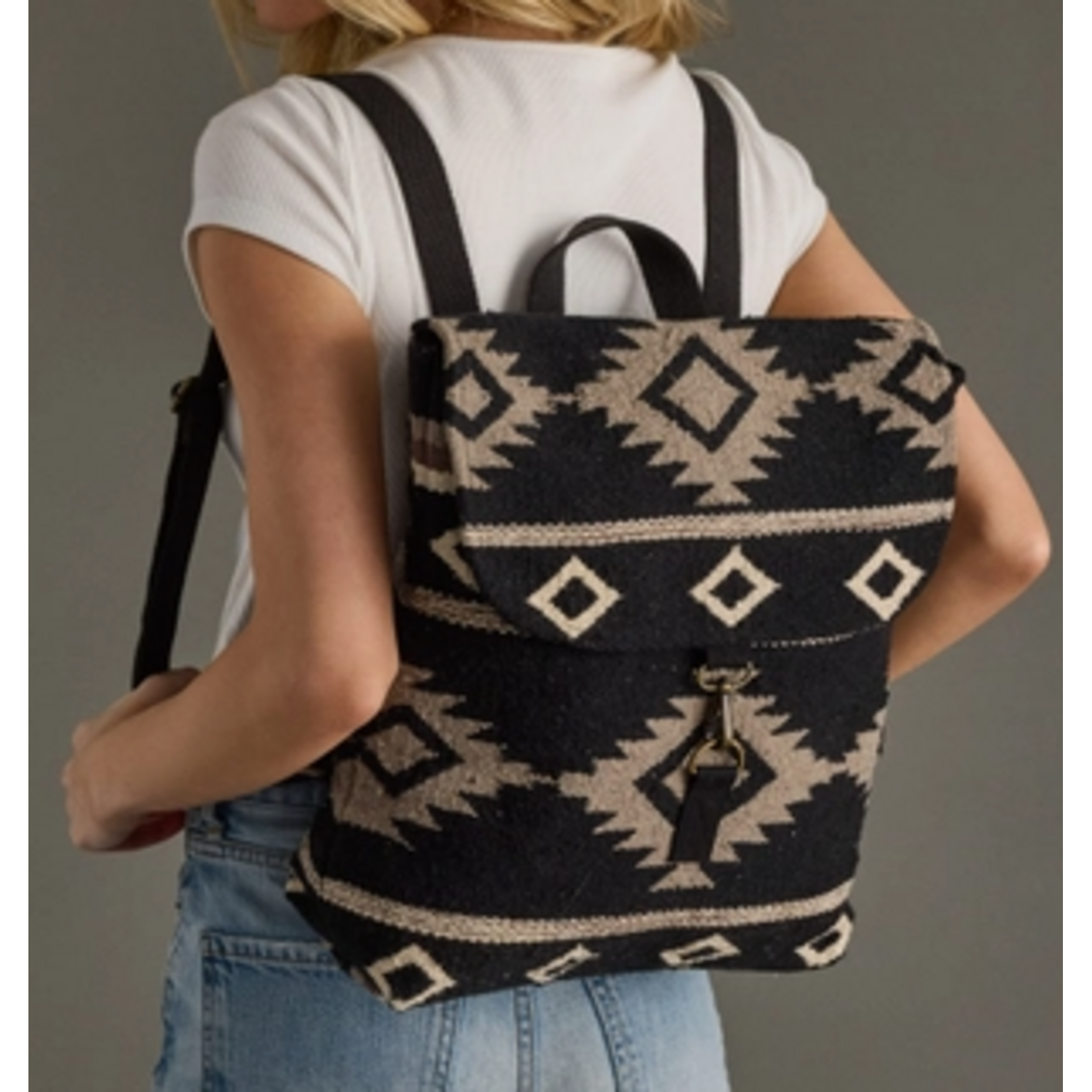 Panache Apparel Panache Black, Taupe & Cream Aztec Backpack