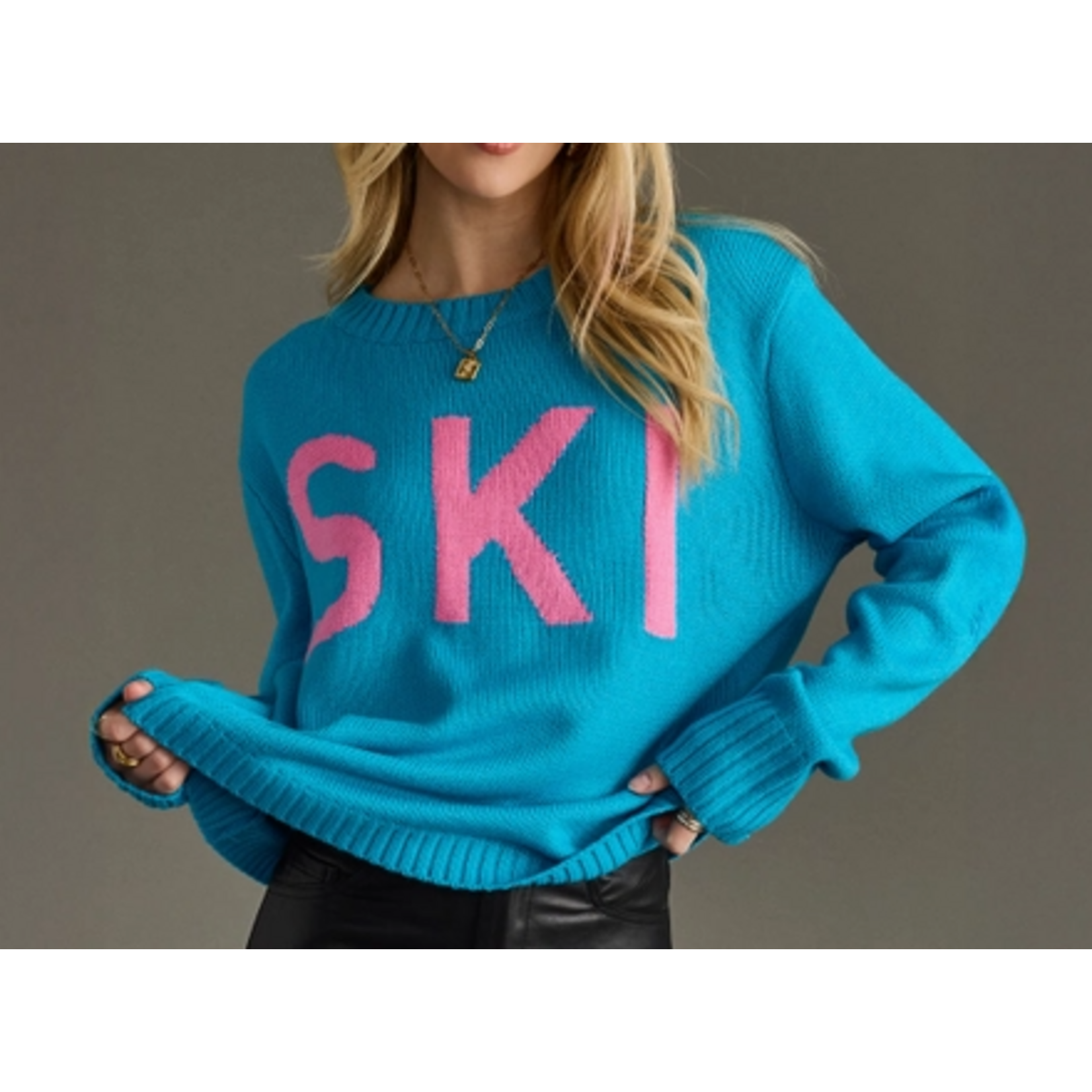 Panache Apparel Panache Blue & Pink Ski Sweater