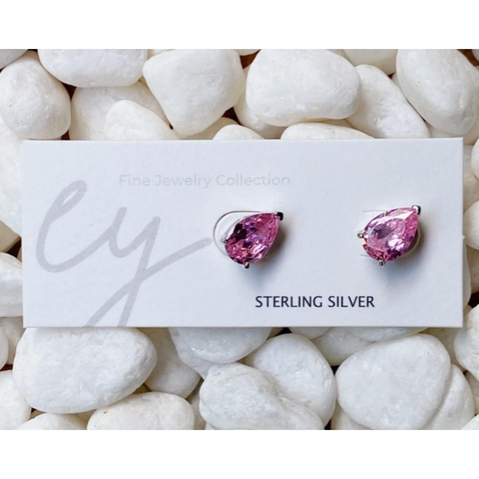 Ellison+Young E&Y Luxe Teardrop Sterling Silver Stud Earrings Pink