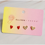 Ellison+Young E&Y Red Heart Earring Set of 2