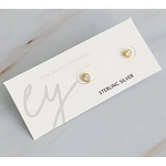 Ellison+Young E&Y Tiny Stud Sterling Silver Earrings Sparkle Heart