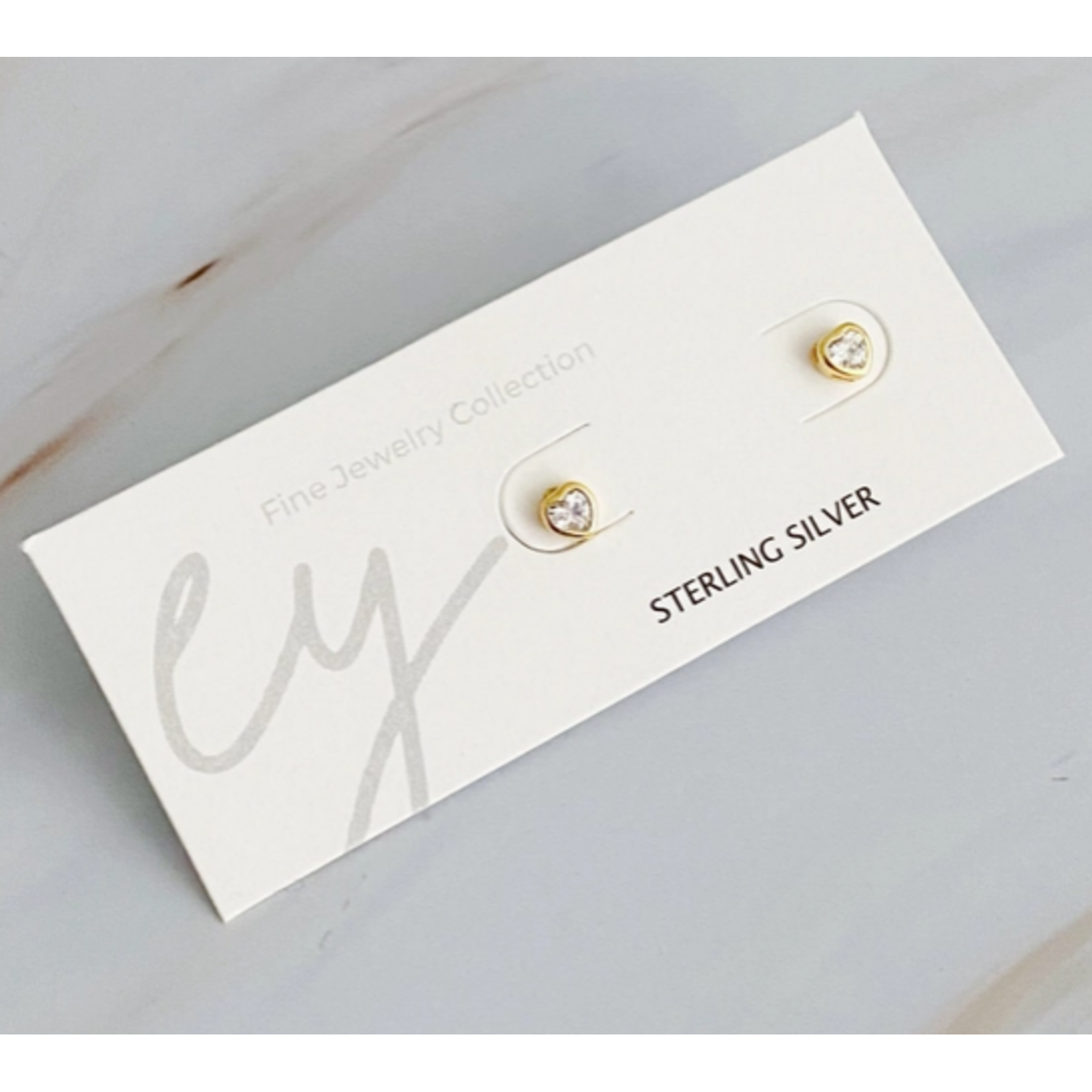 Ellison+Young E&Y Tiny Stud Sterling Silver Earrings Sparkle Heart