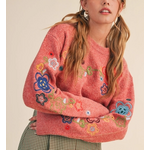 Merci Merci Floral Embroidery Pullover Sweater