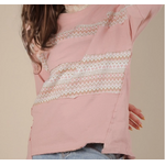 Very J Very J Oversized Printed Knit Contrast Knit Top