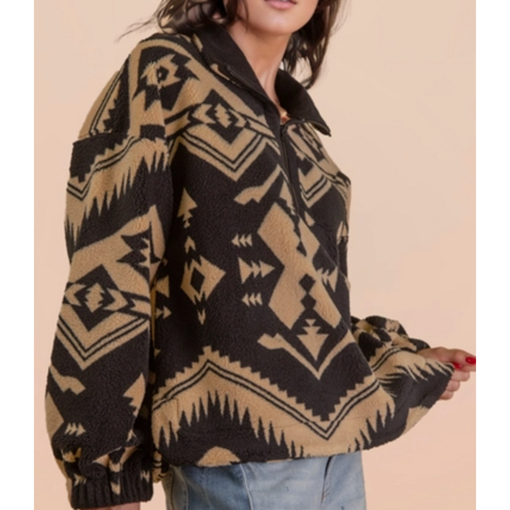Very J Very J Half Zip Up Aztec