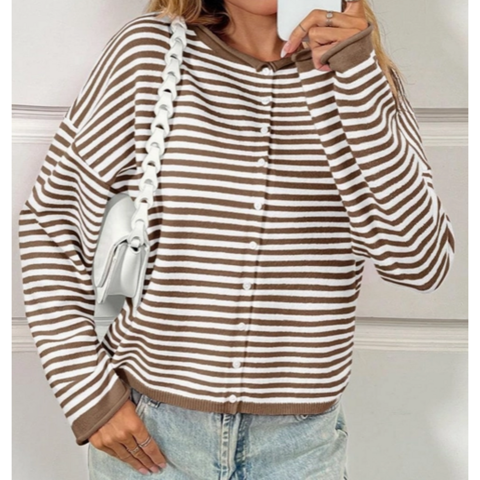 Emberloom Emberloom Round Neck Striped Cardigan