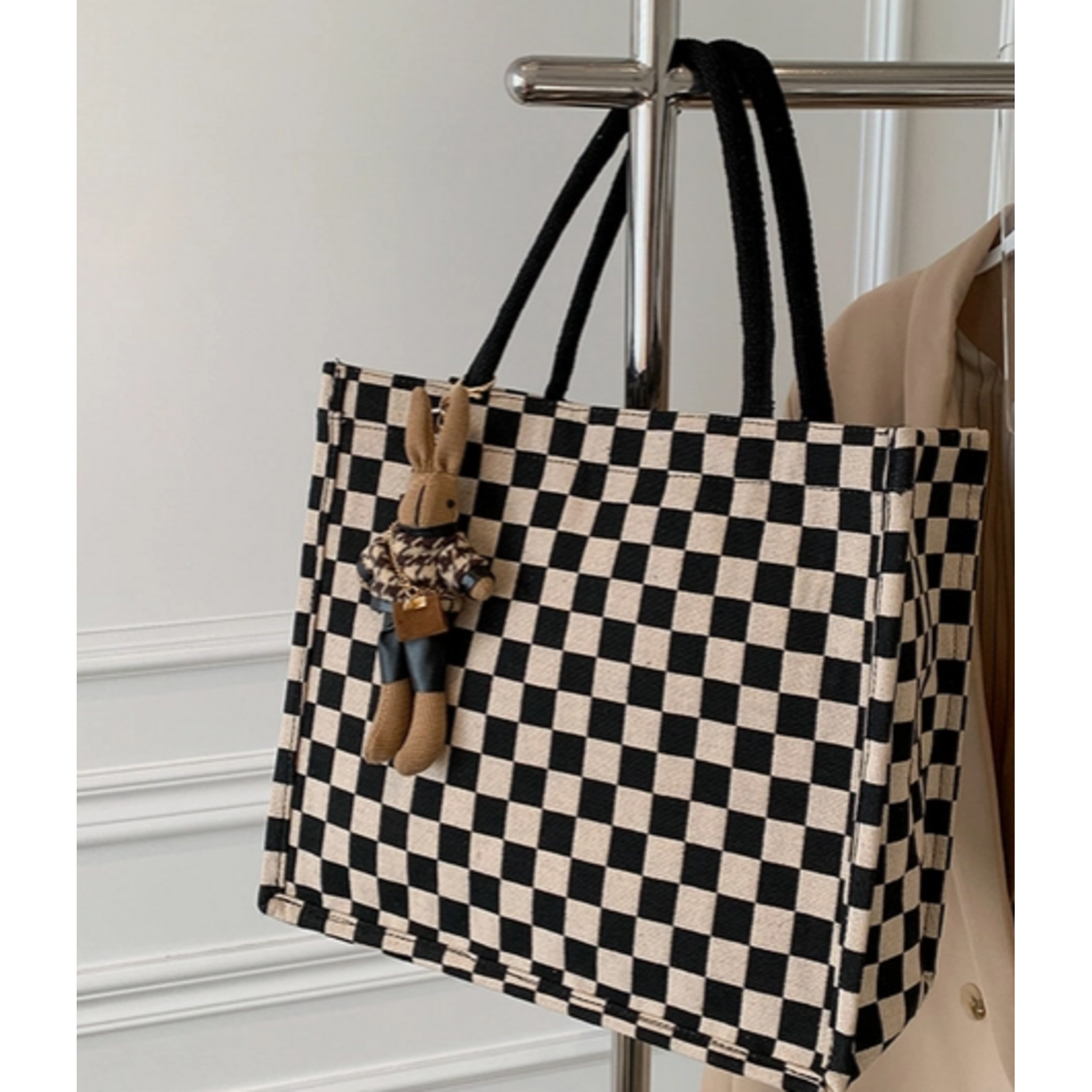 Emberloom Emberloom Checkered Pattern Tote Bag Khaki