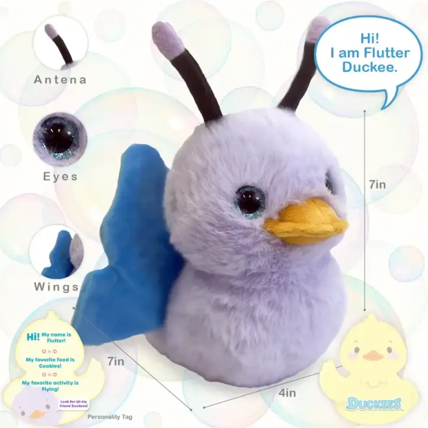 Beverly Hill Teddy Bear World's Softest Plush - 7" Flutter Plush Duckee Butterfly