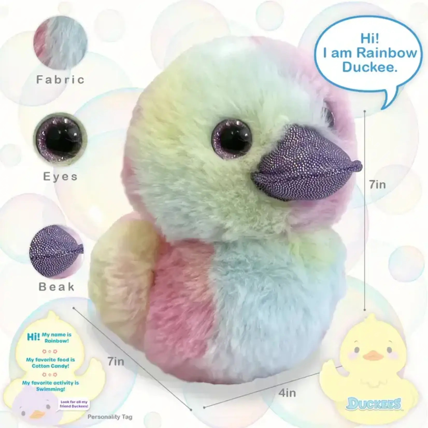Beverly Hill Teddy Bear World's Softest Plush - 7" Rainbow Plush Duckee Duck