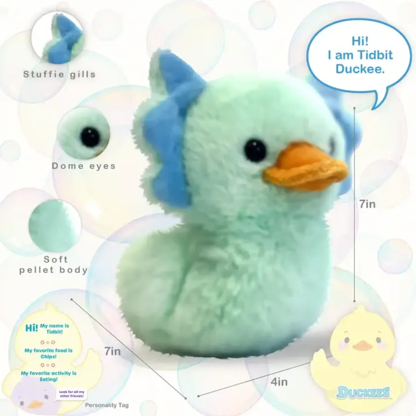 Beverly Hill Teddy Bear World's Softest Plush - 7" Tidbit Plush Duckee Axolotyl