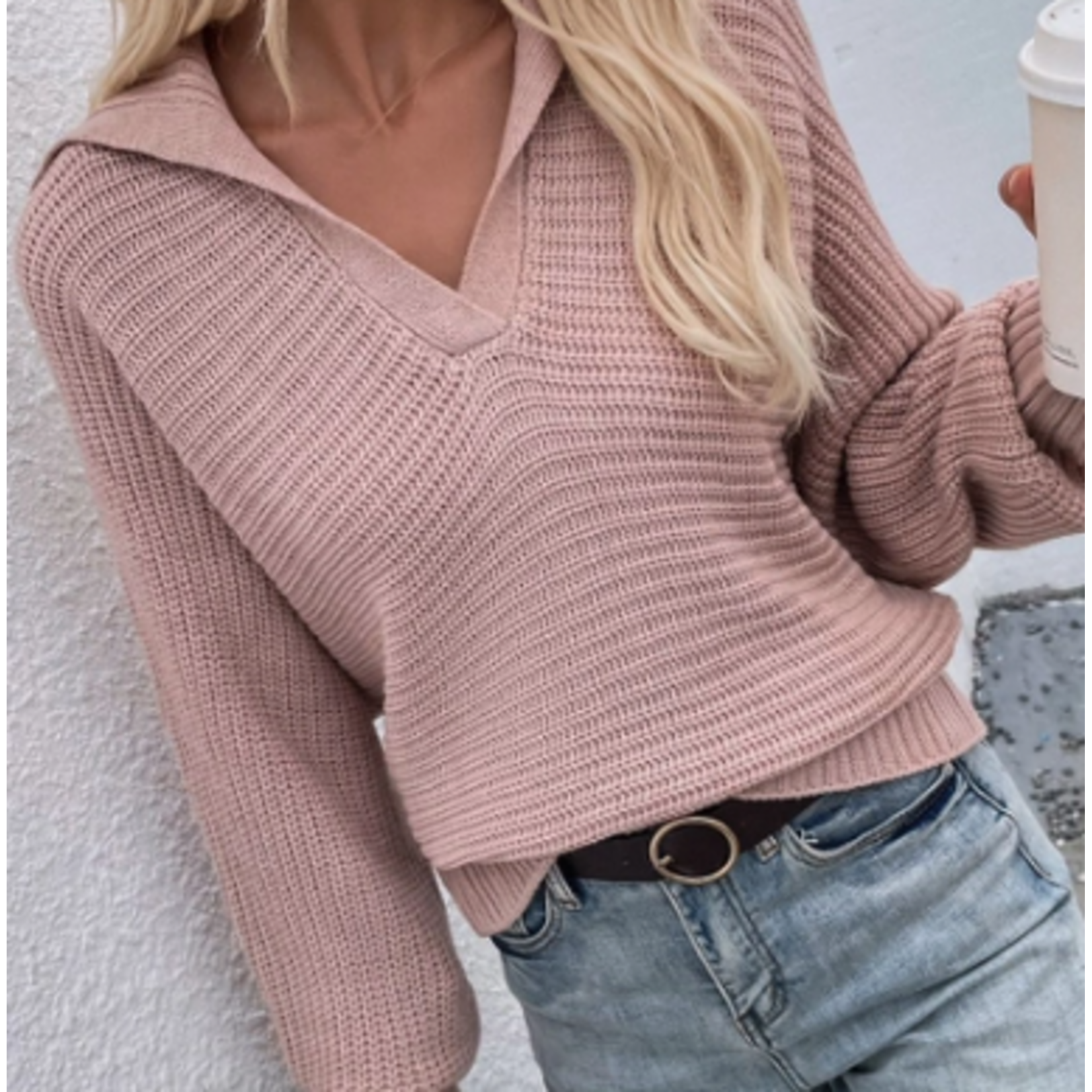 Miss Sparkling Miss Open Collar Knit Sweater