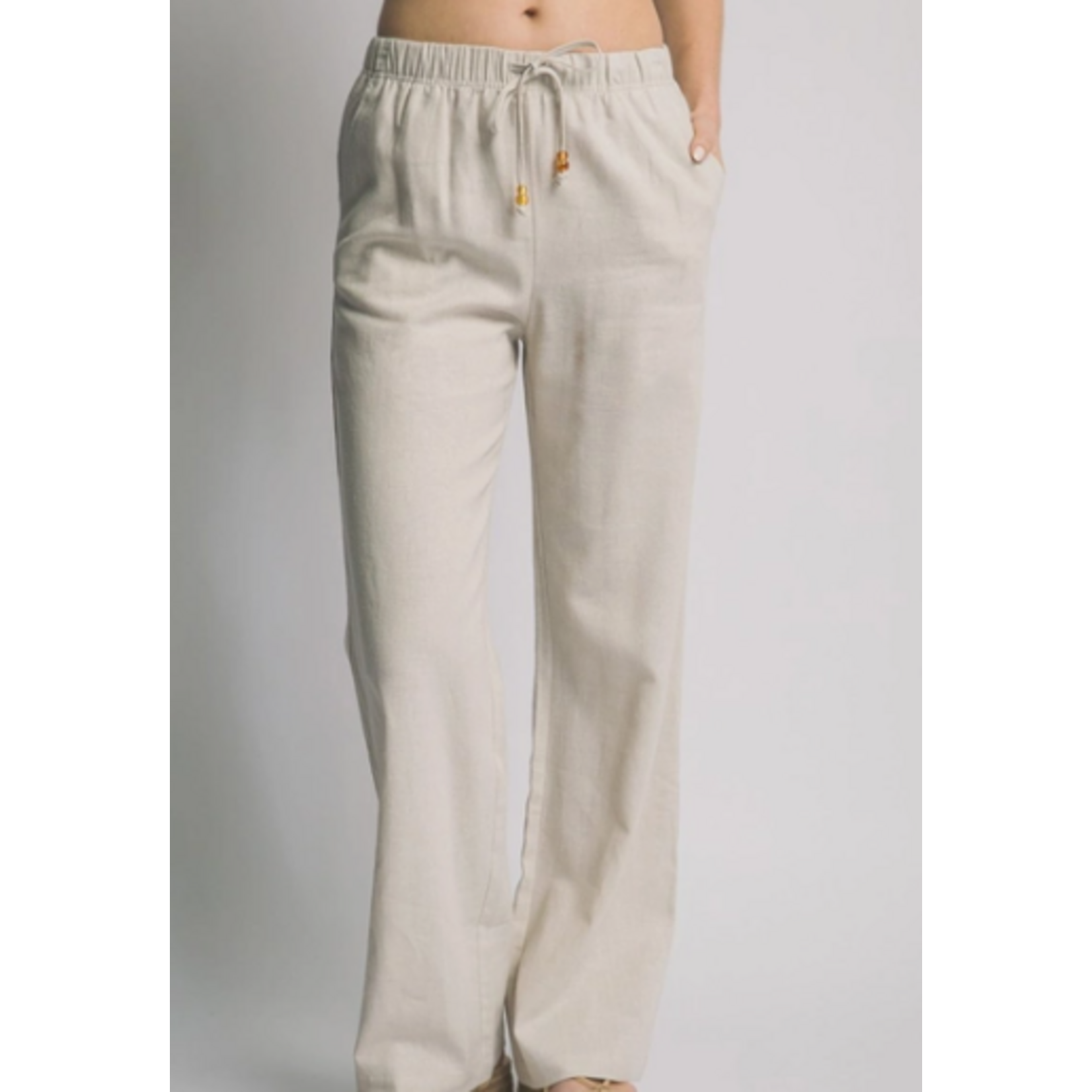 Vanilla Monkey VM Drawstring Straight Leg Linen Pants