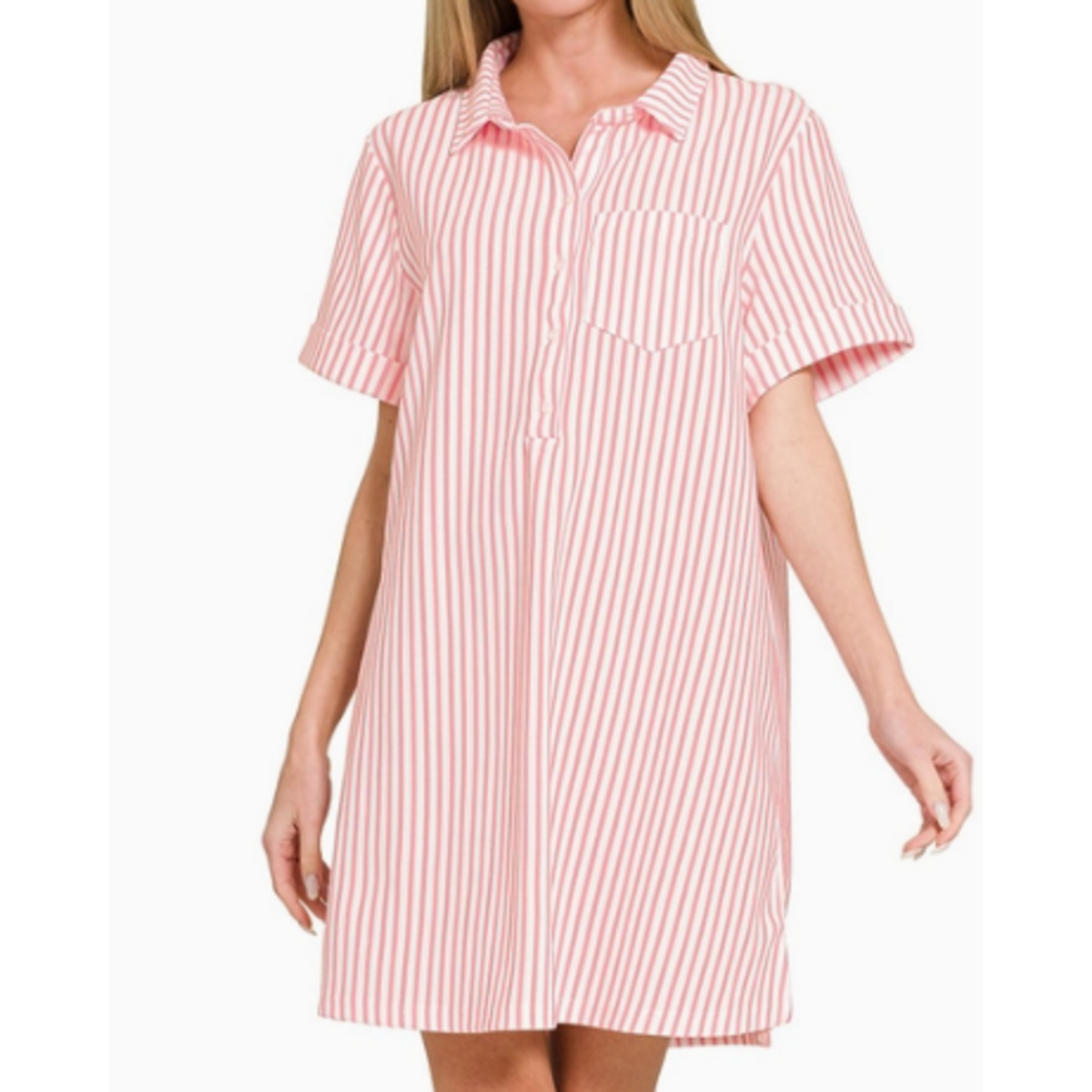 Vanilla Monkey VM Stripe Collared  T-Shirts Dress