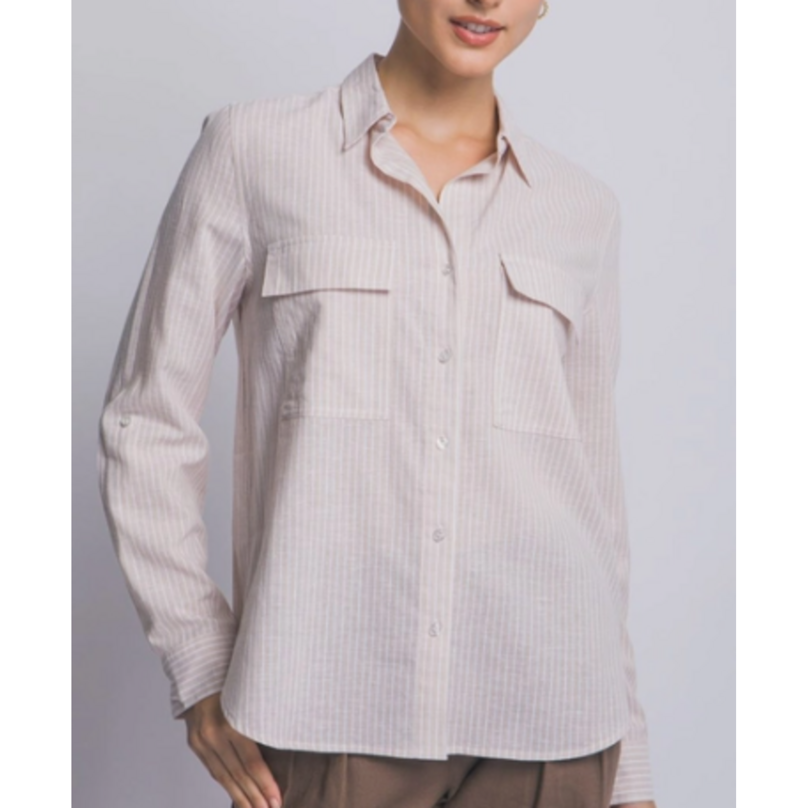 Vanilla Monkey VM Striped Button-Up Shirt