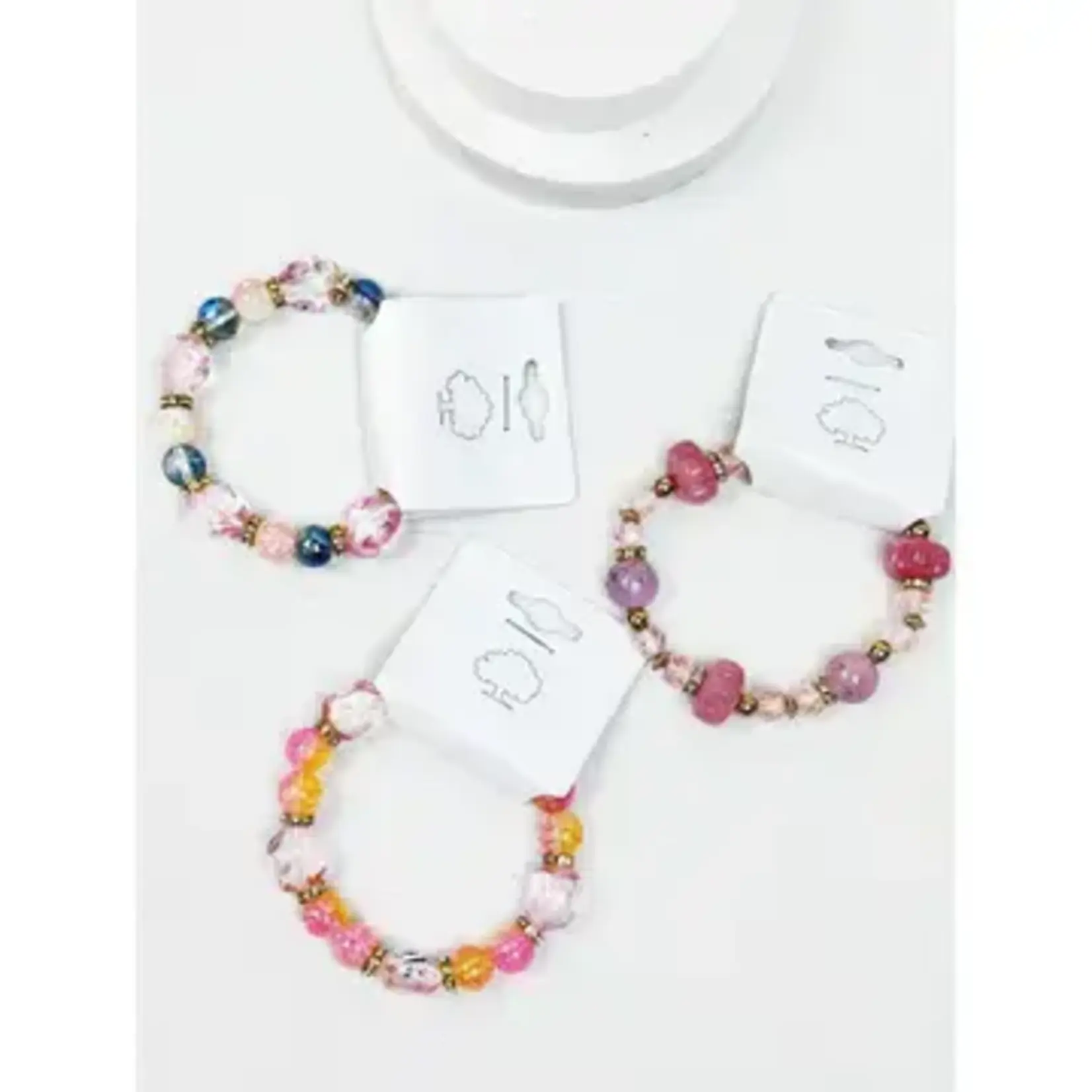 Love & Repeat L&R Soft Pink Shades of Mix Bead Stretch Bracelets