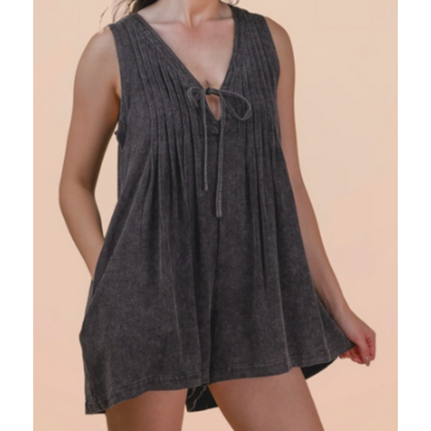 Very J Very J Mineral Washed Pleated Romper