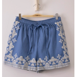 Very J Very J -Washed Chambray Embroidered Shorts