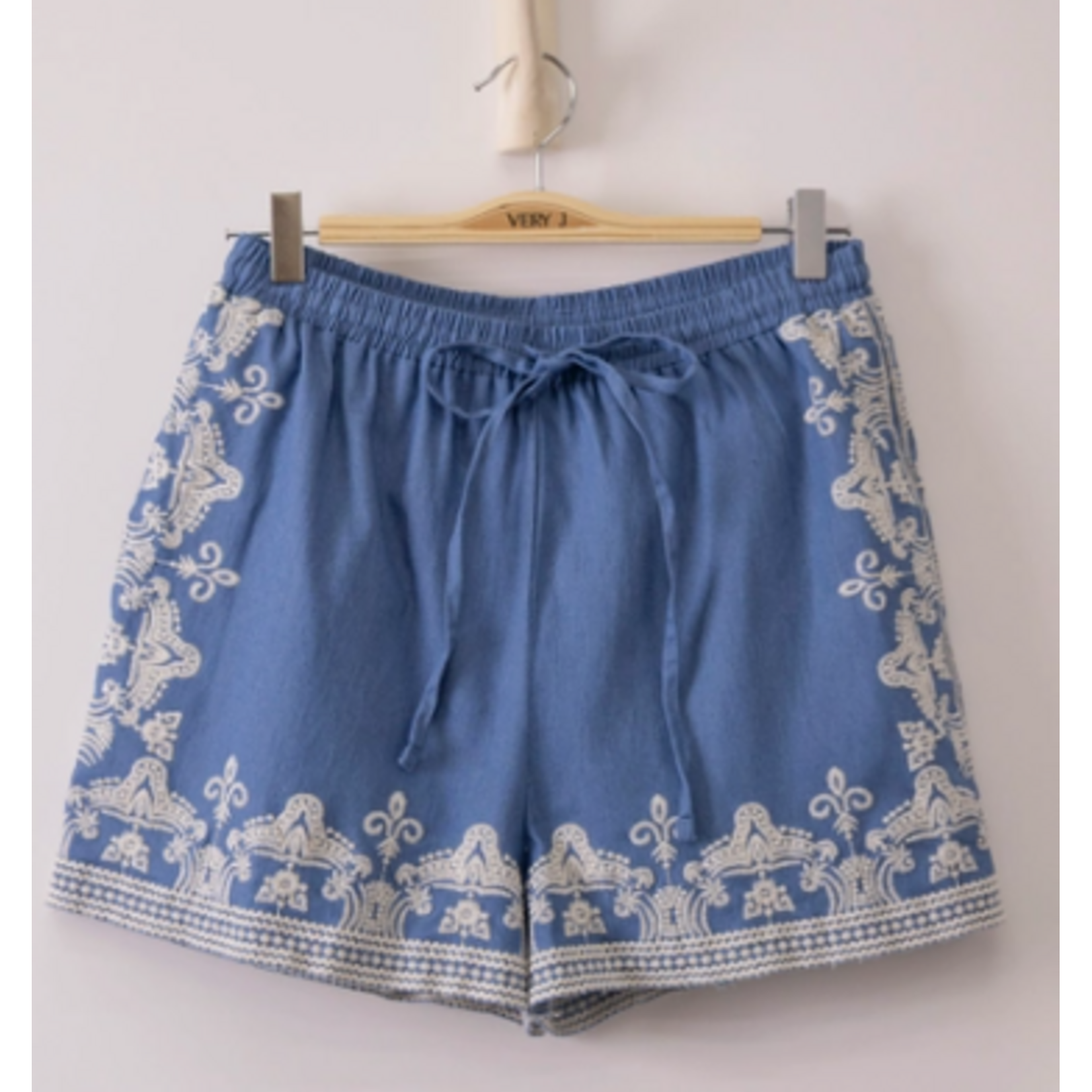 Very J Very J -Washed Chambray Embroidered Shorts