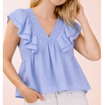Very J Very J Smocking Detail Ruffle Sleeve