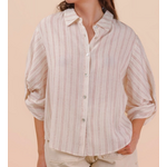Very J Very J Roll Up Half Sleeve Stripe Shirt