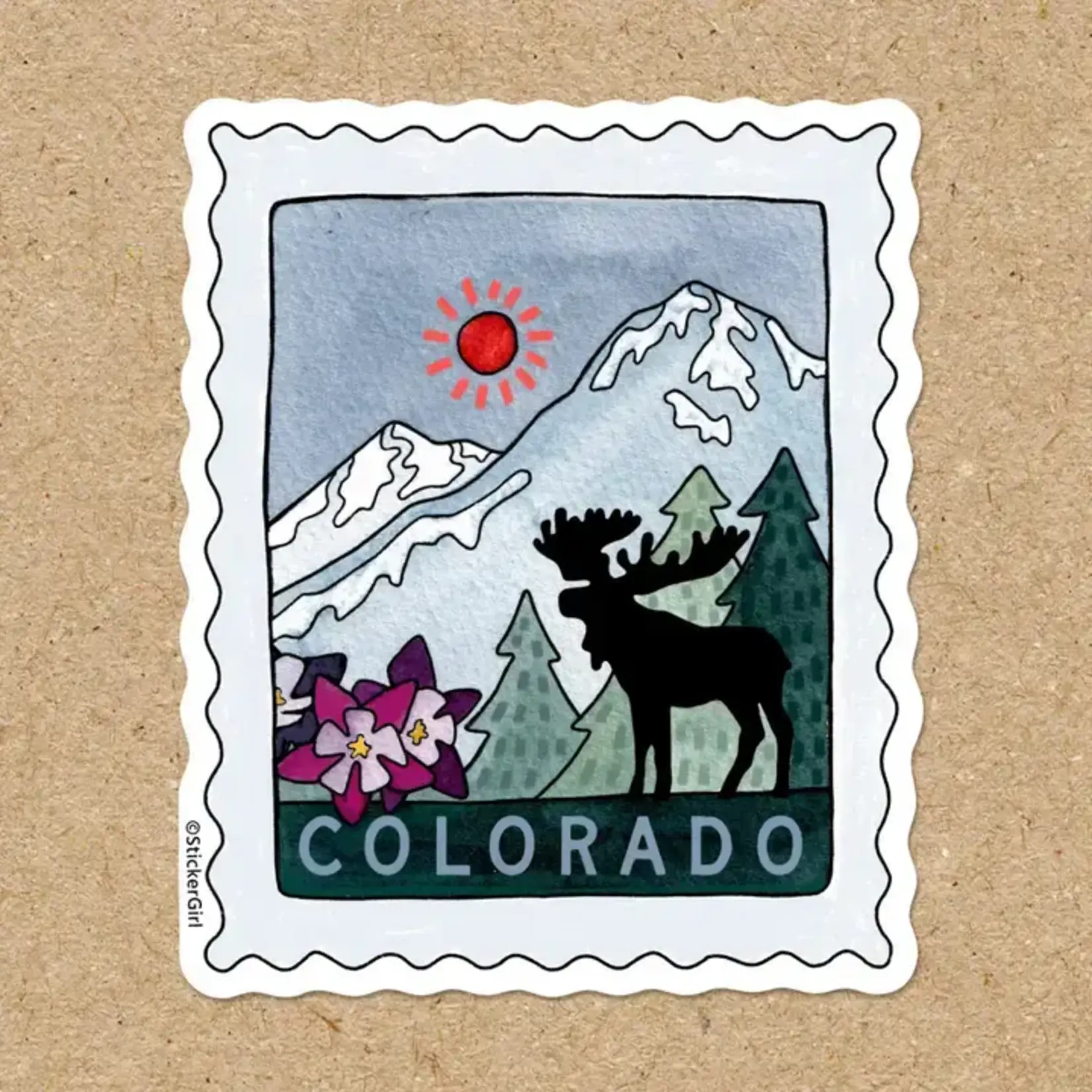 Sticker Girl Sticker Girl  Colorado Moose Stamp Vinyl Sticker