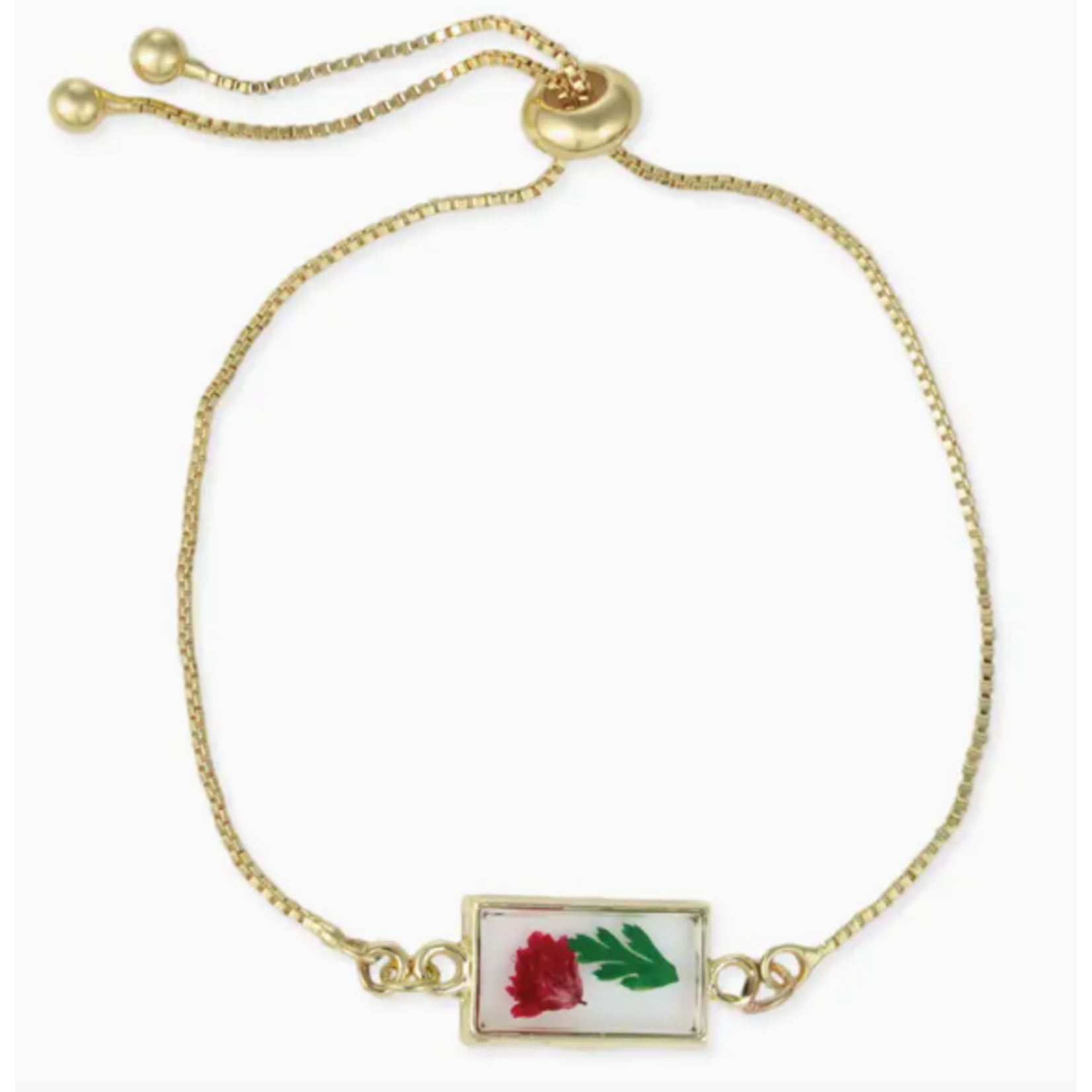 ZAD ZAD Cottage Charm Dried Flower Gold Pull Bracelet