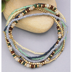 ZAD ZAD Cream Blue Green Stretch Bracelets Set