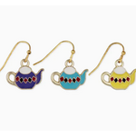 ZAD ZAD I'm A Little Teapot Enamel Gold Earrings