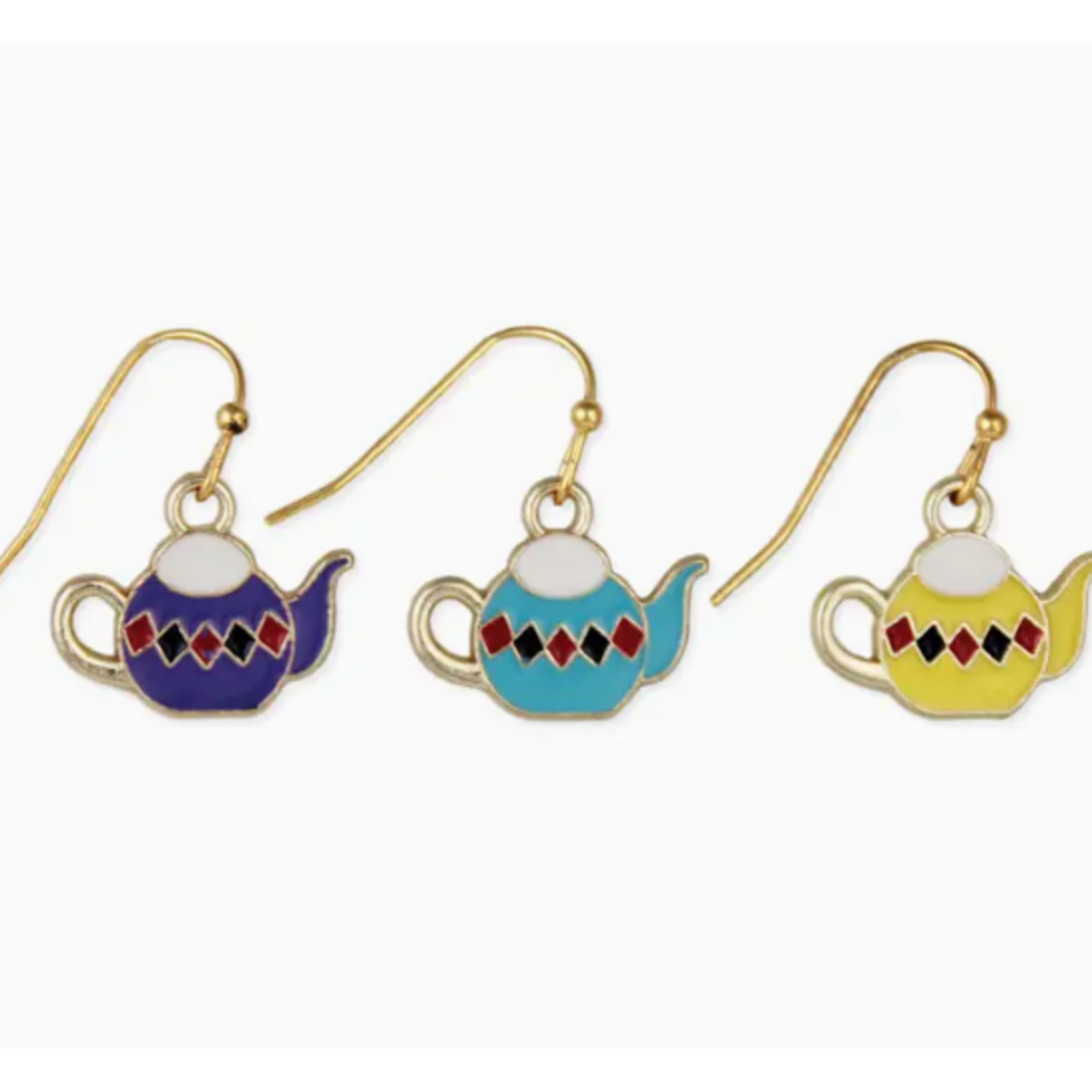ZAD ZAD I'm A Little Teapot Enamel Gold Earrings