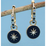 ZAD ZAD Midnight Sparkle Gold Celestial Huggie Hoops