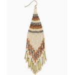 ZAD ZAD Neutral Tone Fringe Woven Bead Earring