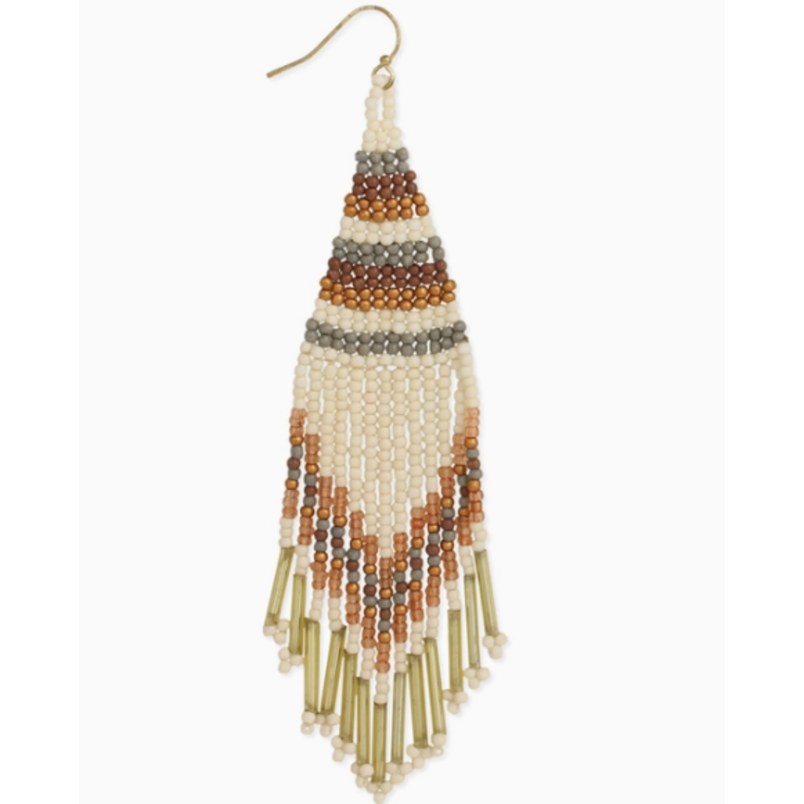 ZAD ZAD Neutral Tone Fringe Woven Bead Earring