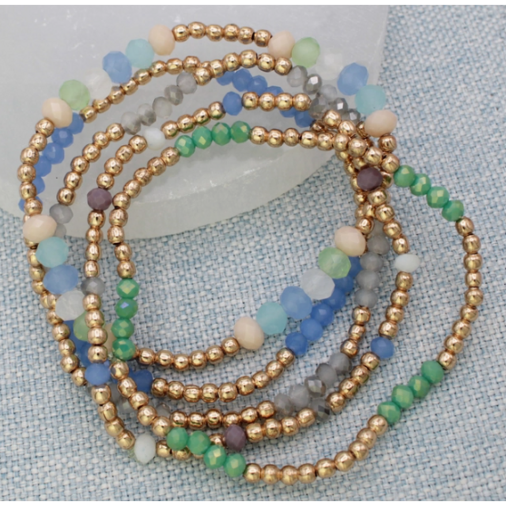 ZAD ZAD Ocean Hues Bead Gold Bracelet Set