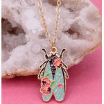 ZAD ZAD Pastel Floral Cicada Gold Necklace